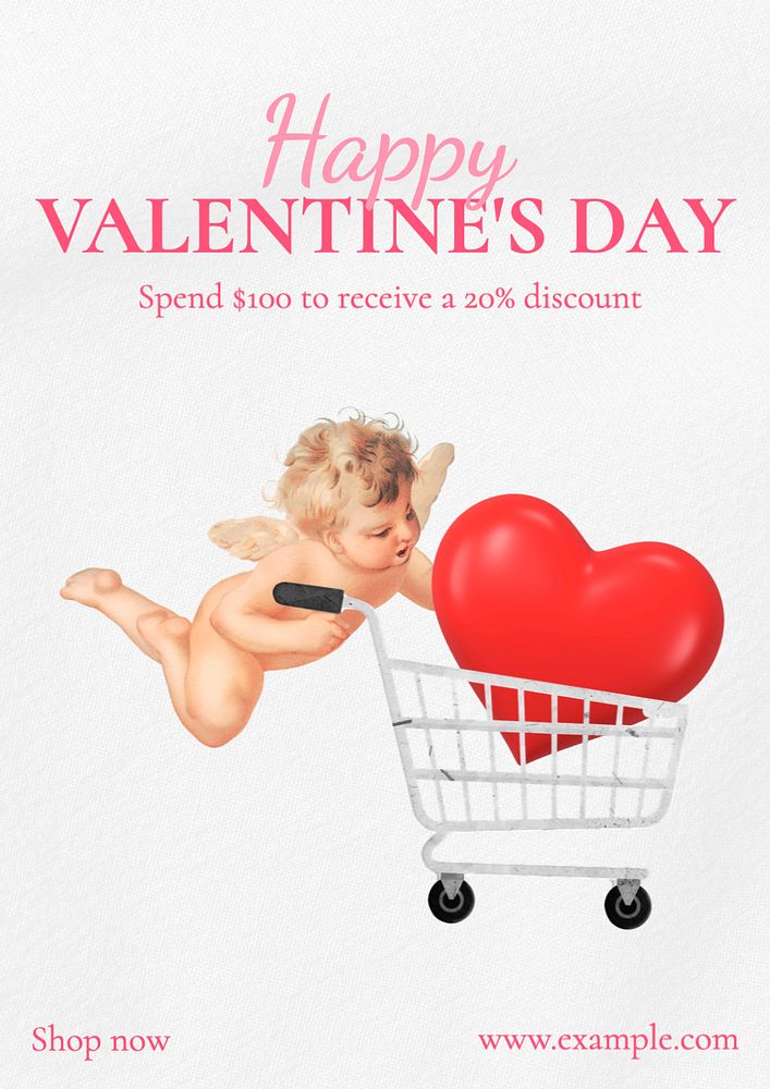 Valentine's day sale poster template, editable text and design