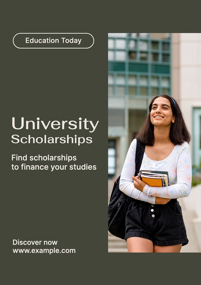 University scholarship  poster template, editable text and design