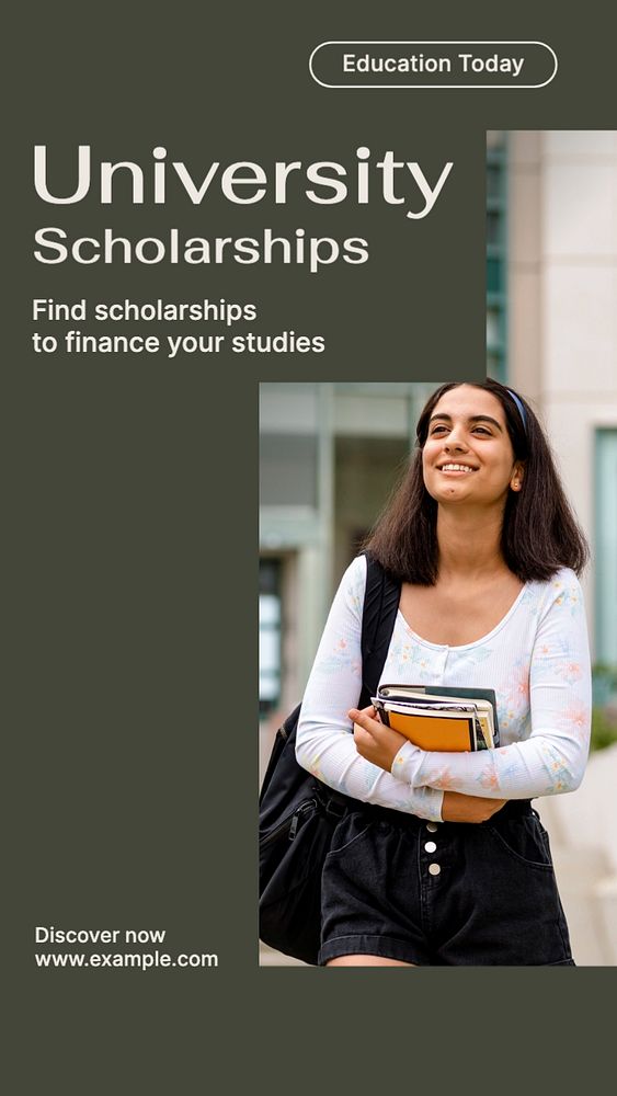 University scholarship  Instagram story template, editable text