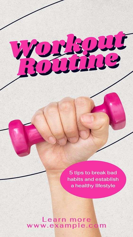 Workout routine Facebook story template, editable design