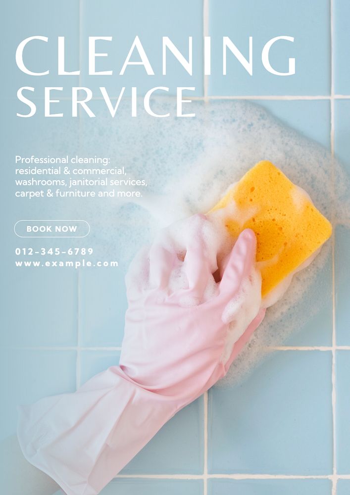 Cleaning service poster template, editable text and design