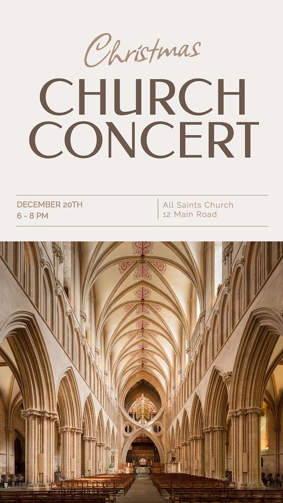 Christmas Church Concert  Instagram story template, editable text