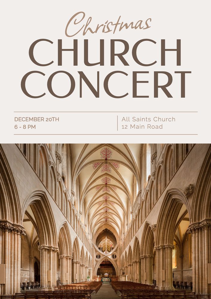 Christmas Church Concert  poster template, editable text and design