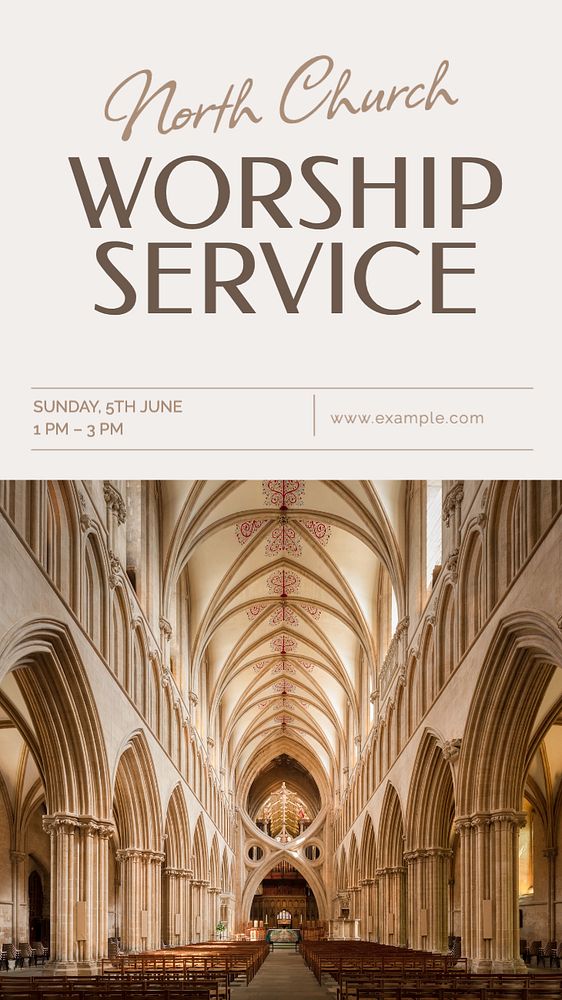 Worship service  Instagram story template, editable text