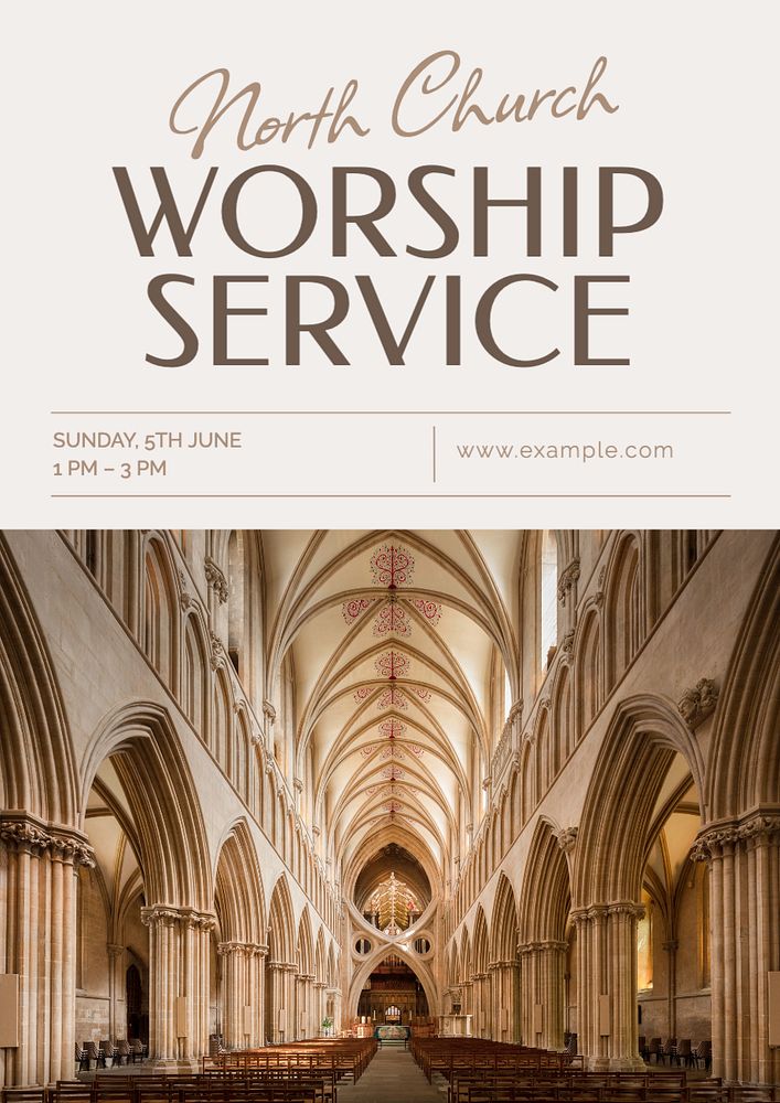 Worship service  poster template, editable text and design