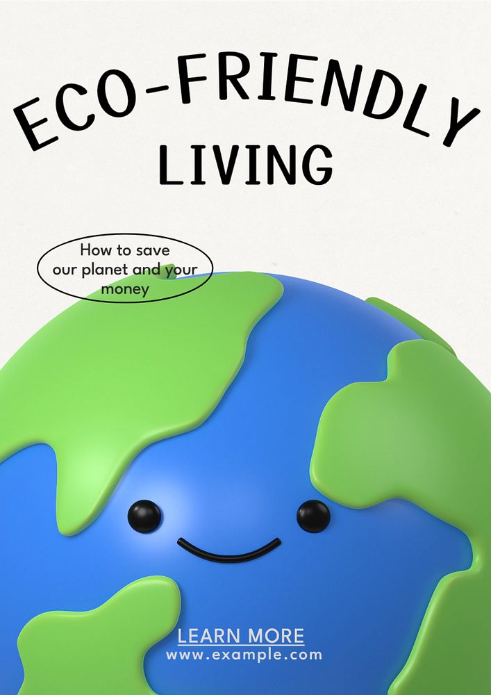 Eco-friendly living blog poster template, editable text and design