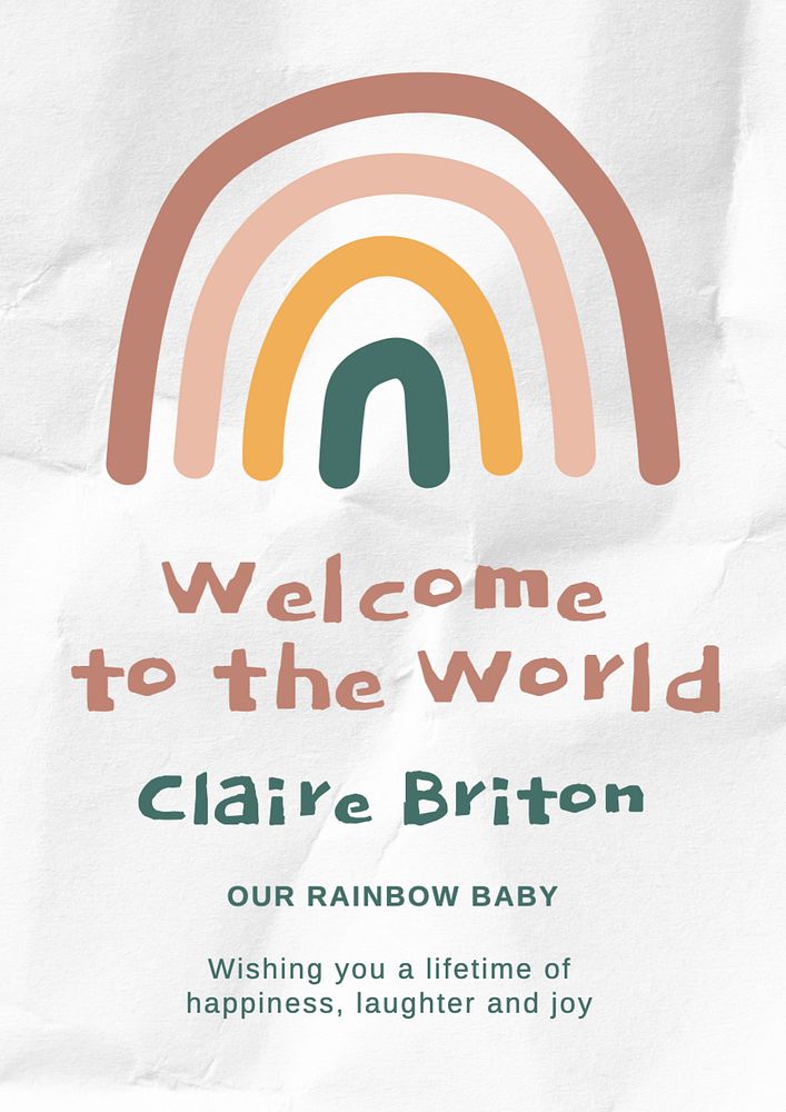 Welcome baby poster template, editable text and design