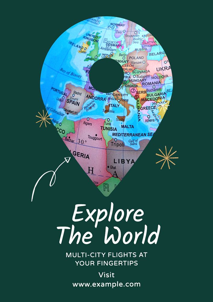 Travel the world  poster template, editable text and design