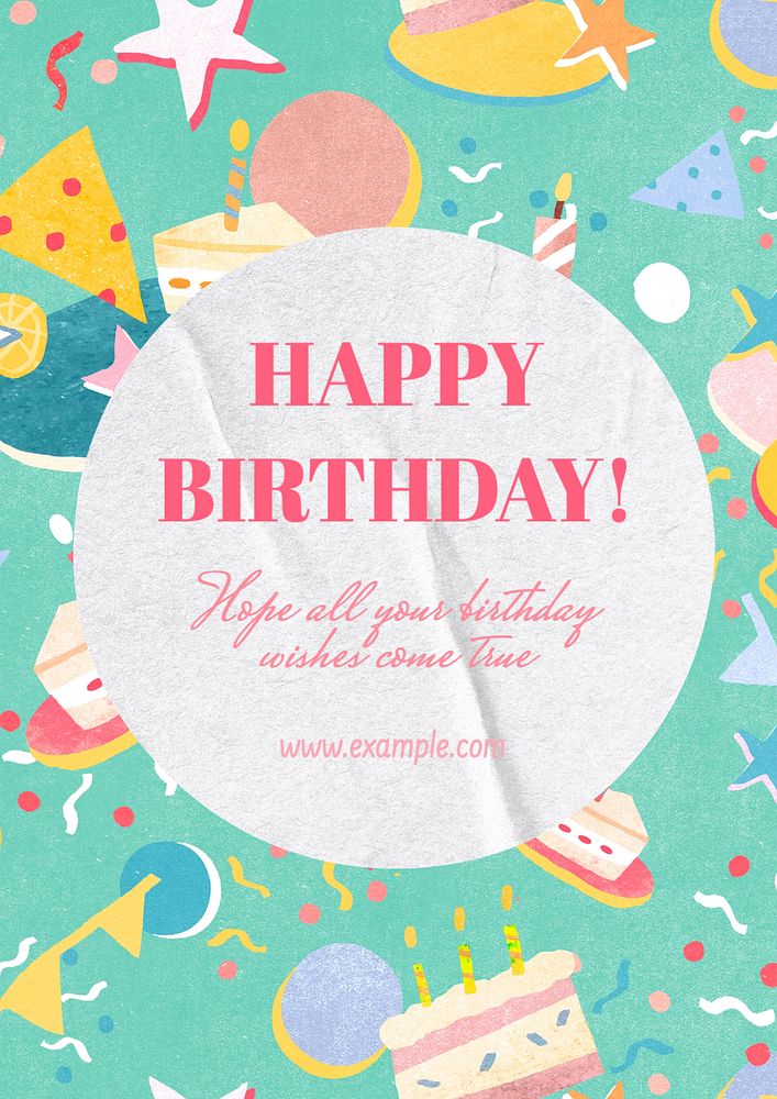 Happy birthday  poster template, editable text and design