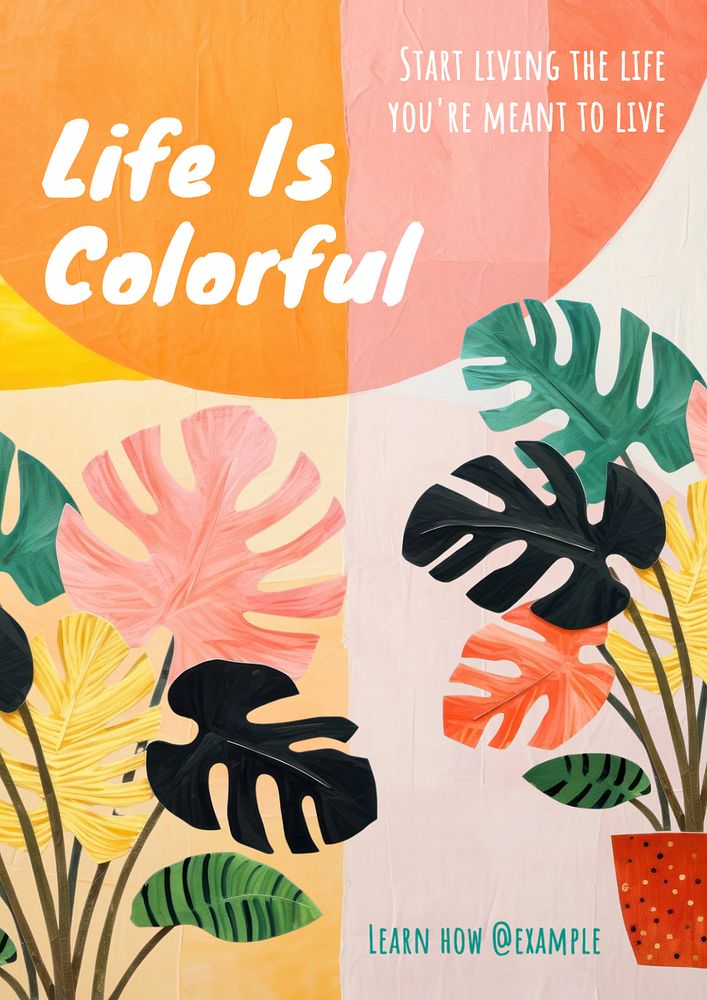 Colorful life poster template, editable text and design