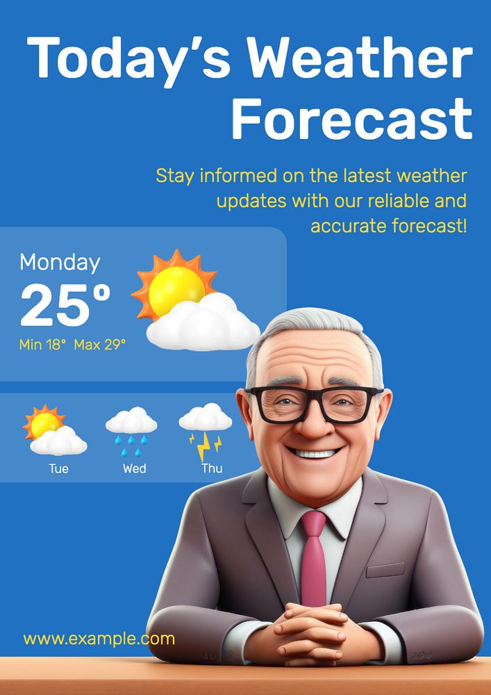 Weather forecast poster template, editable text and design