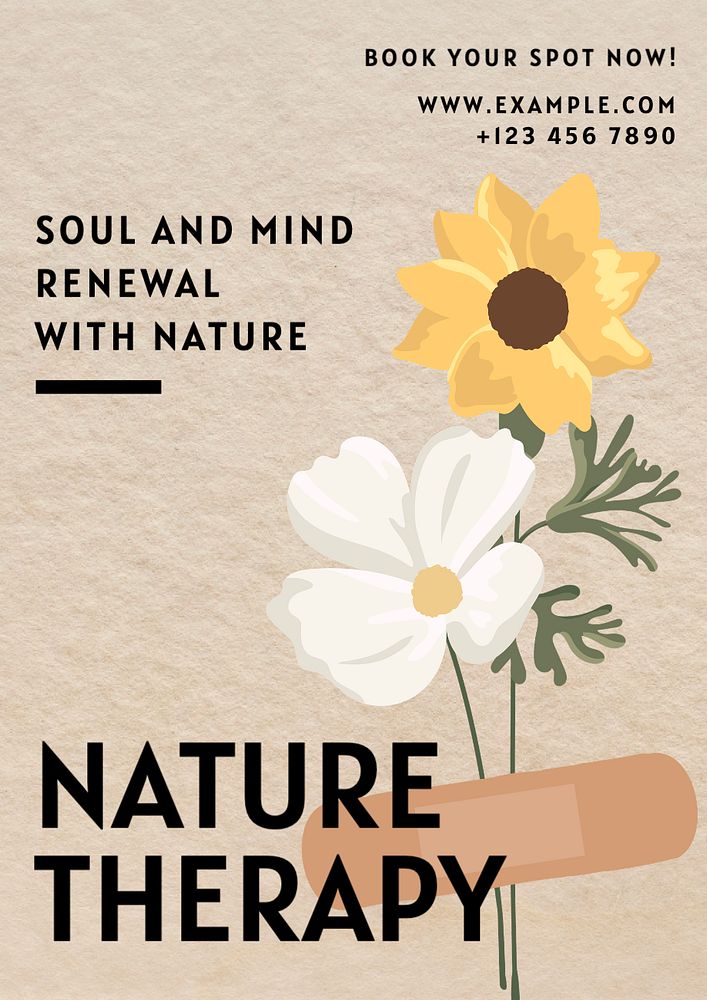 Nature therapy poster template, editable text and design