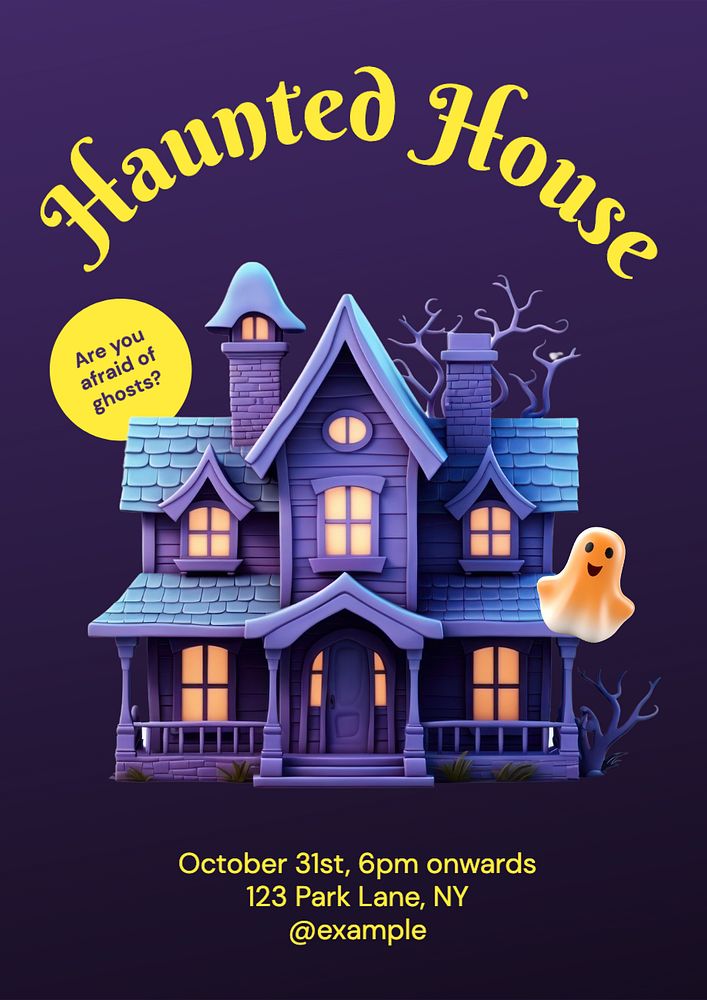 Haunted House poster template, editable text and design