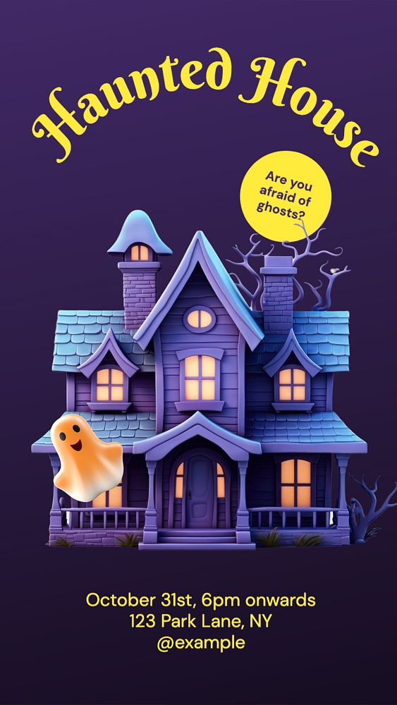 Haunted House Facebook story template, editable design