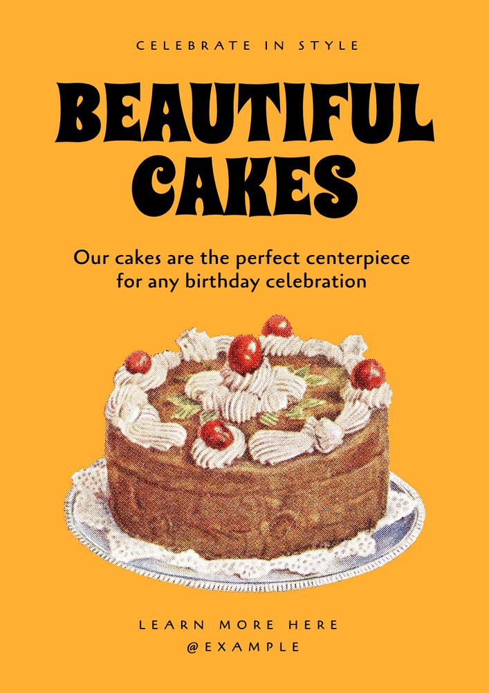 Cakes poster template, editable text and design