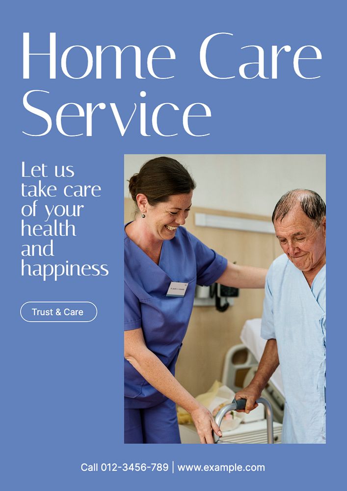 Home care service  poster template, editable text and design