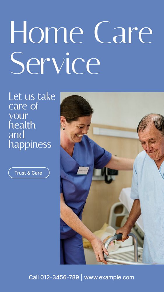 Home care service  Instagram story template, editable text