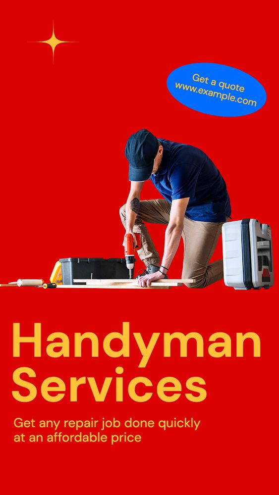 Handyman services Facebook story template, editable design