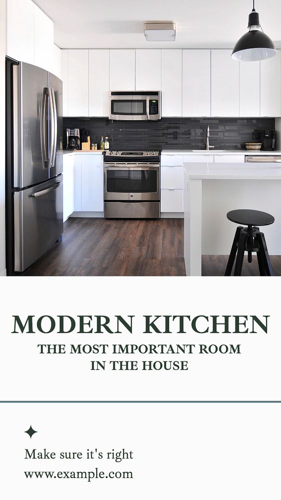 Kitchen design  Instagram story template, editable text