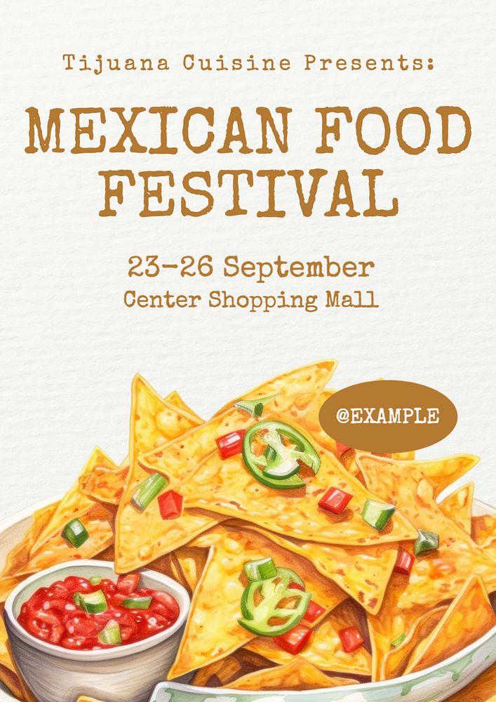 Mexican food festival poster template, editable text and design