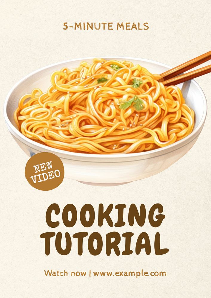 Cooking tutorial poster template, editable text and design