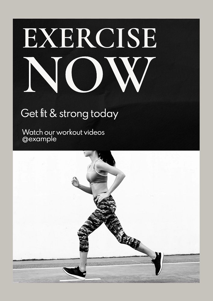 Exercise now  poster template, editable text and design