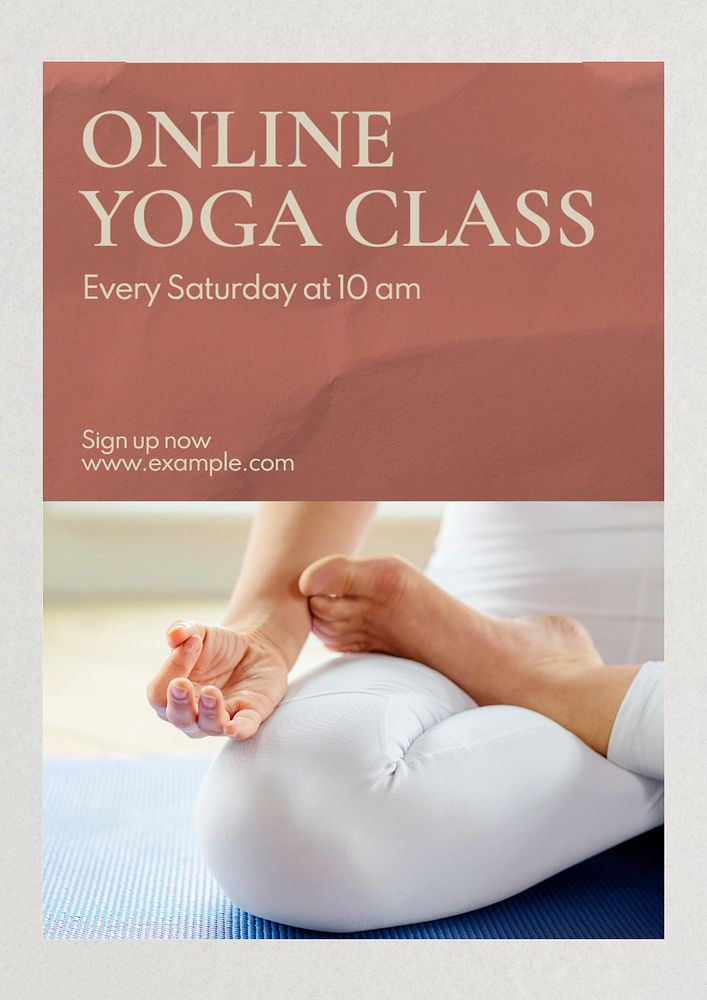 Online yoga class  poster template, editable text and design