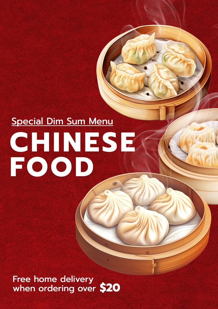 Chinese food poster template, editable text and design