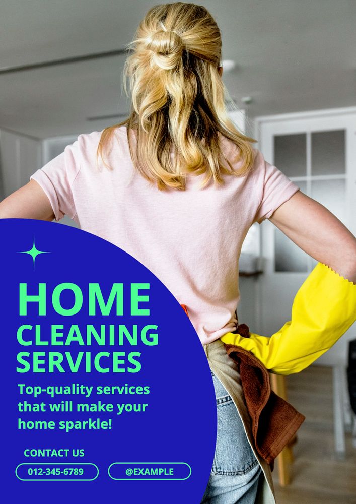 House cleaning services poster template, editable text and design