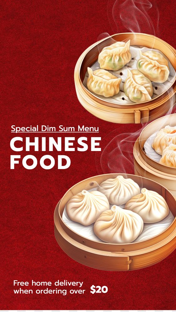 Chinese food Facebook story template, editable design