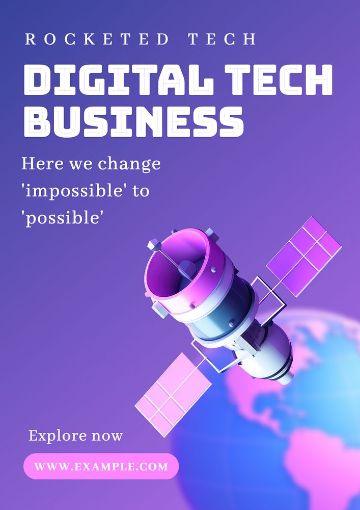 Digital tech business poster template, editable text and design