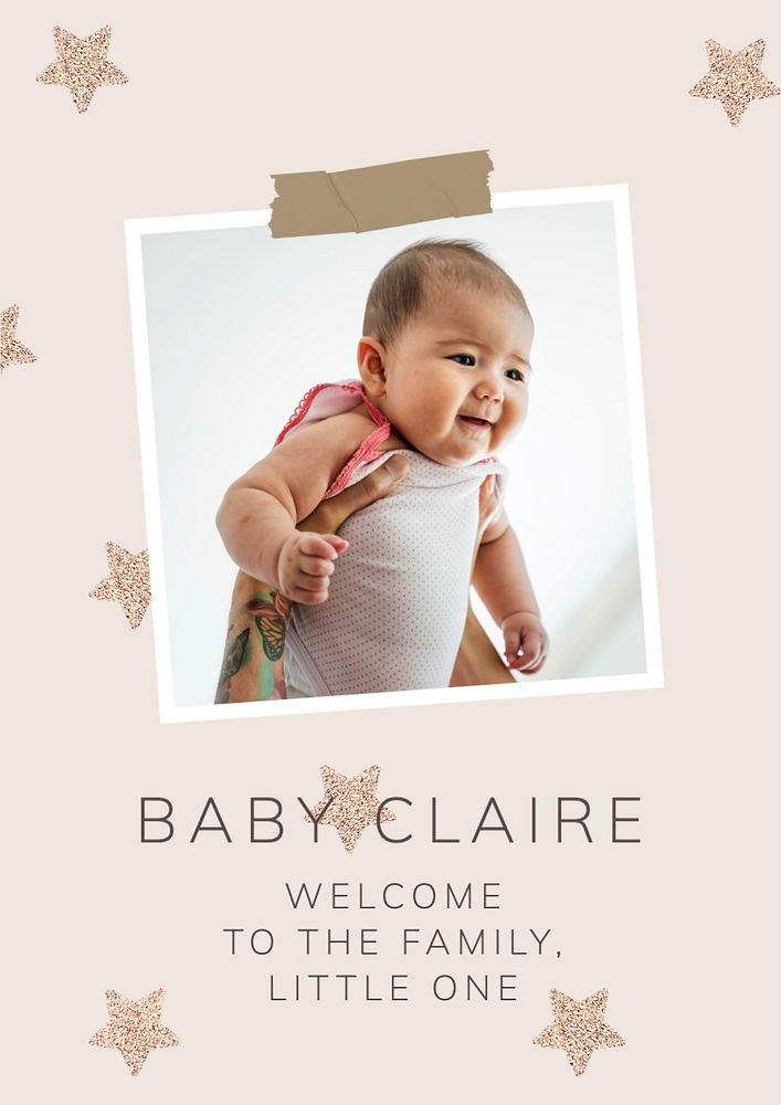 Baby  poster template, editable text and design