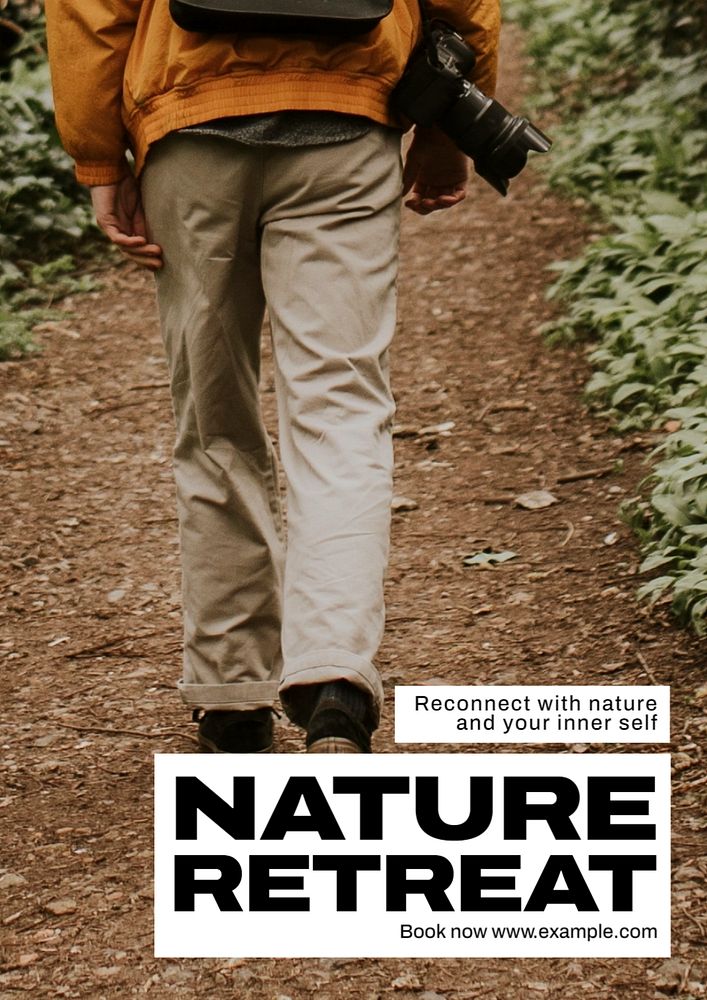 Nature retreat poster template, editable text and design