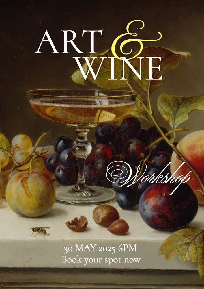 Art & wine workshop poster template, editable text and design