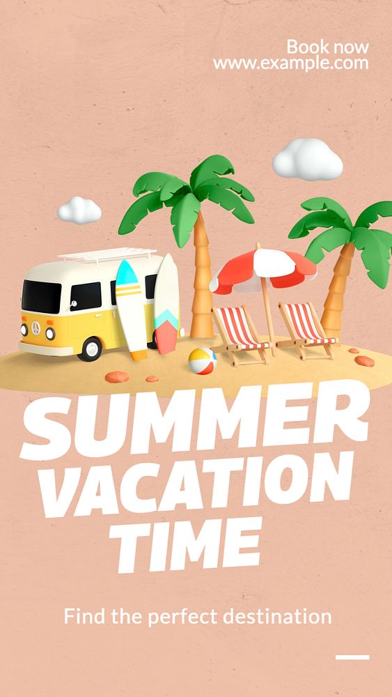 Summer vacation time Facebook story template, editable design