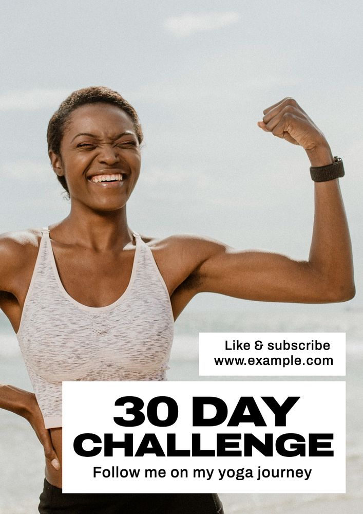 30 day challenge poster template, editable text and design