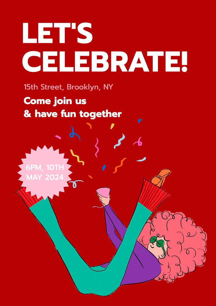 Let's celebrate! poster template, editable text and design