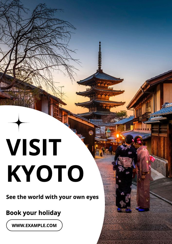 Visit Kyoto poster template, editable text and design