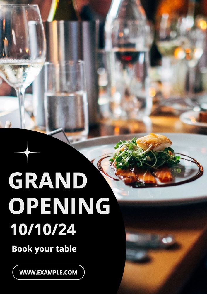 Grand opening poster template, editable text and design