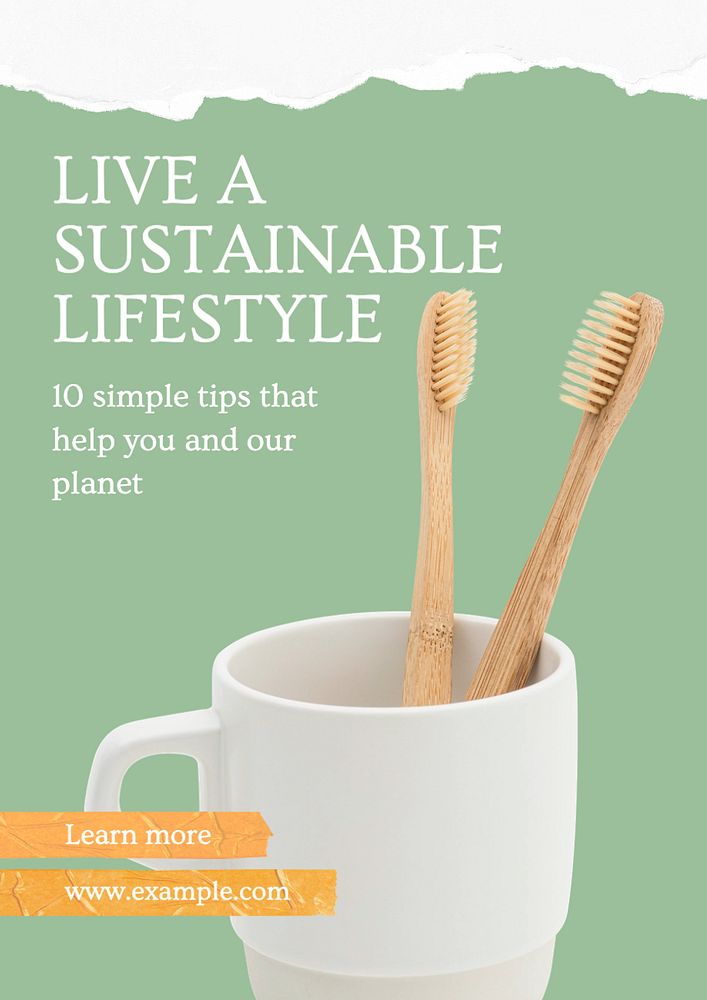 Sustainable living  poster template, editable text and design