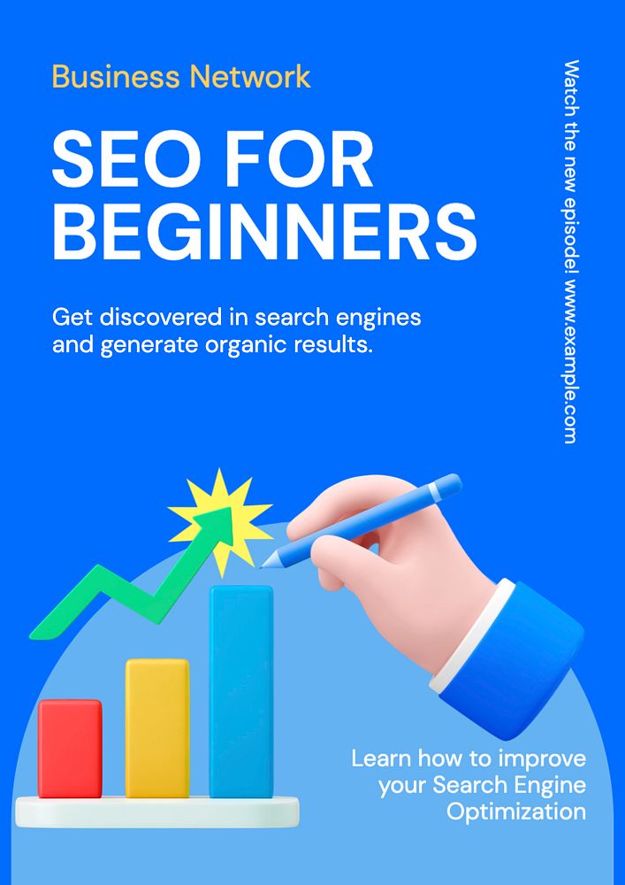 SEO for beginners poster template, editable text and design