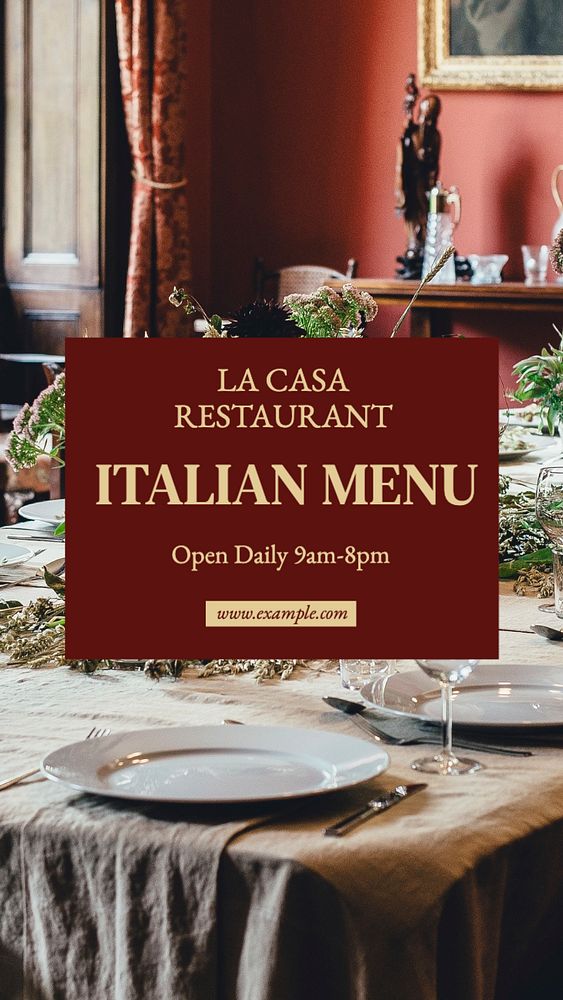 Italian food menu  Instagram story template, editable text