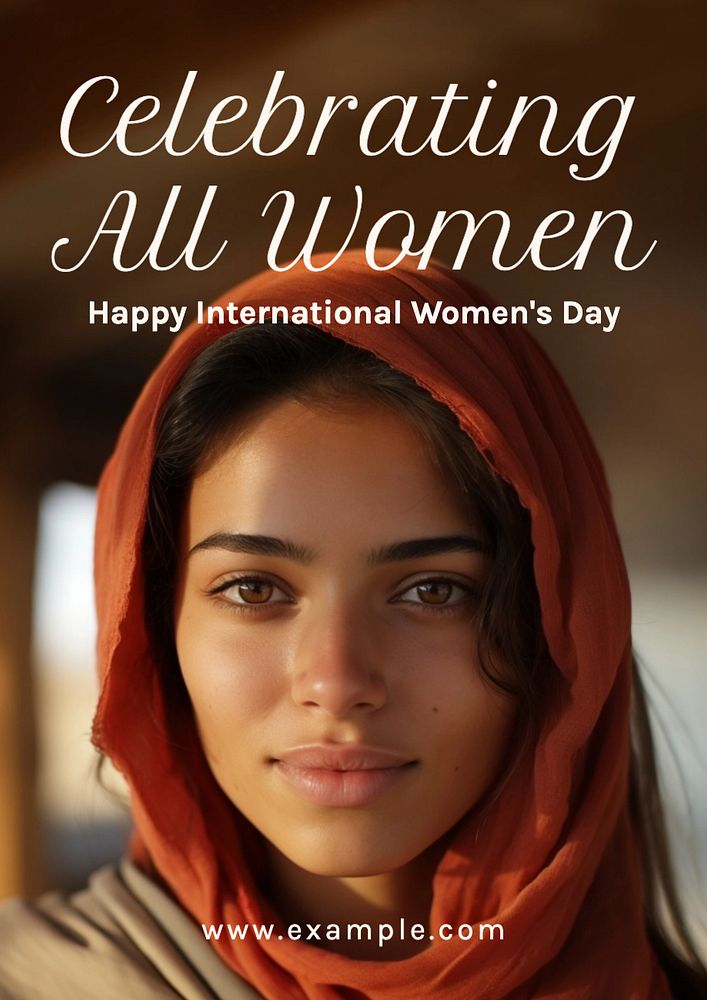 Celebrating all women poster template, editable text and design