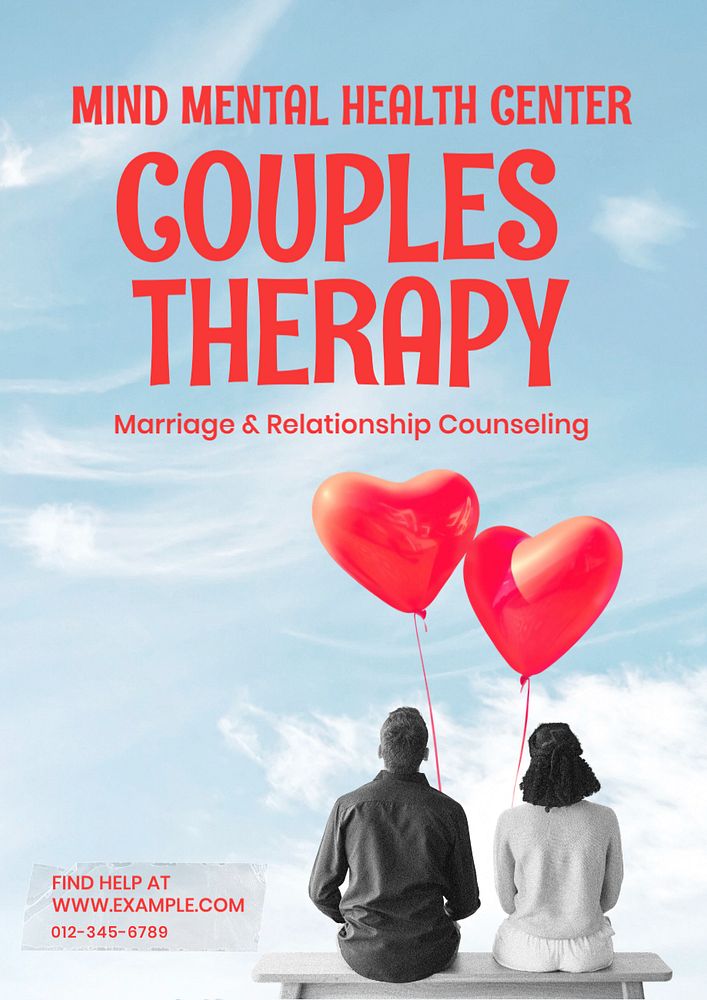 Couples therapy poster template, editable text and design