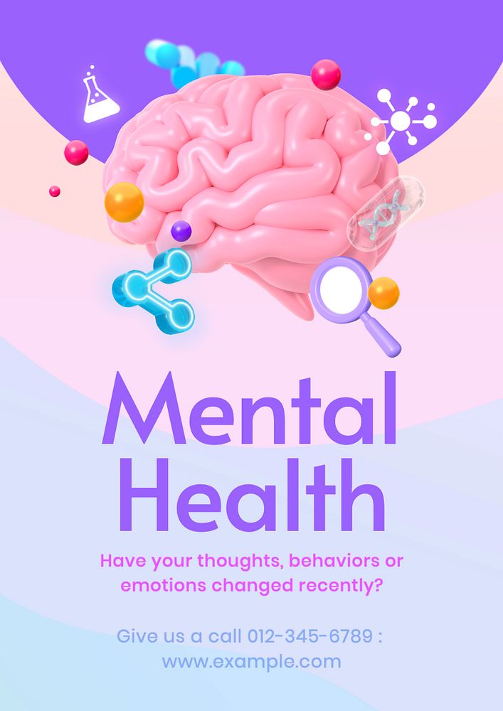 Mental healthcare poster template, editable text and design