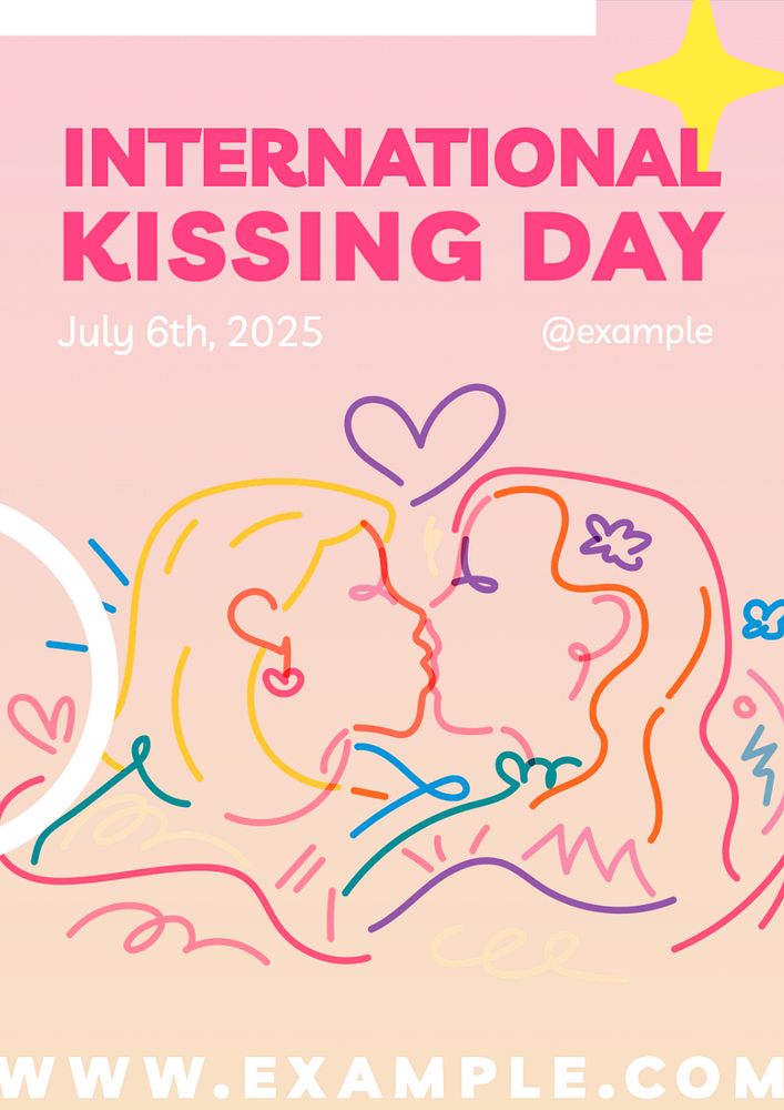 International kissing day poster template, editable text and design