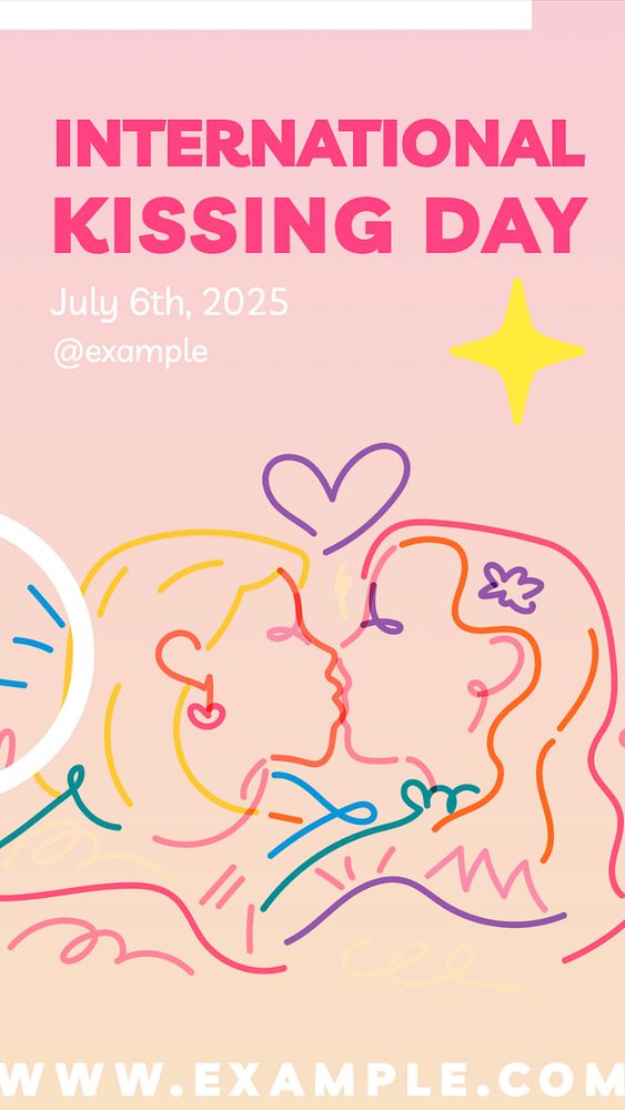 International kissing day Instagram story template, editable text