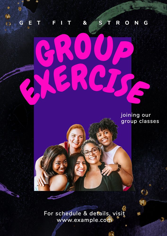 Group exercise poster template, editable text and design