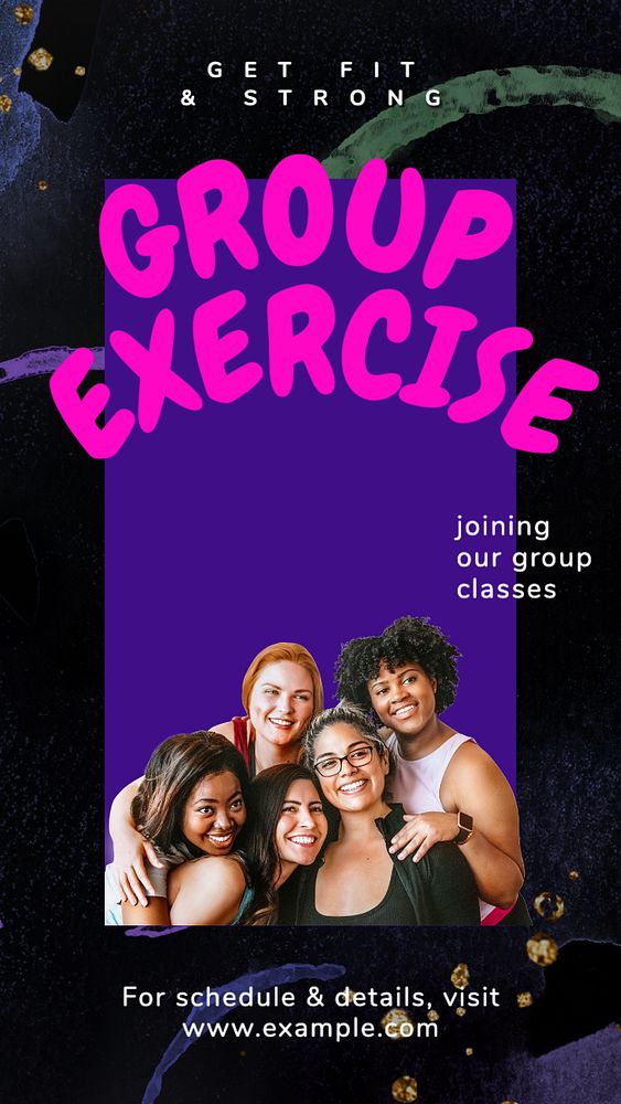 Group exercise Facebook story template, editable design