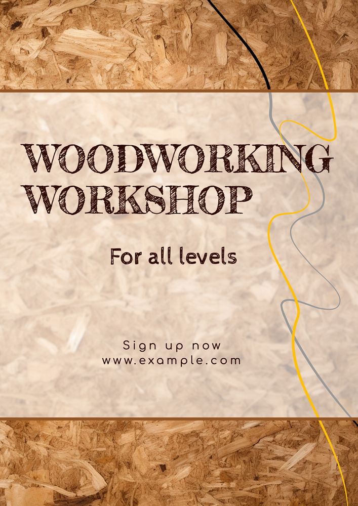 Woodworking workshop poster template, editable text and design